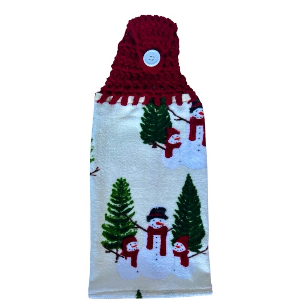 Hand Crafted Christmas Snowman Holiday Hanging Hand Towel